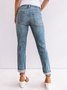 Blue Vintage Denim Pockets Plain Jeans