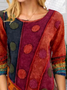 Abstract Vintage Shift Holiday Crew Neck Long Sleeve Tunic
