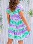 Short Sleeve Ombre/tie-Dye Weaving Dress