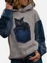 Women Casual Cute Cat Long Sleeve Cotton-Blend Hoodie Sweatshirts