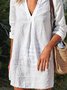 V Neck Long Sleeve Plain Casual Women Dress