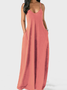 Women Maxi Dress Summer Sleeveless Plus Size Loose Plain with Pockets Casual Long Sundress