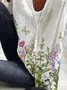Women Printed V Neck Casual Three Quarter Sleeve T-shirt
