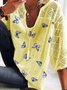 Short Sleeve Floral Cotton-Blend Top