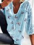 Short Sleeve Floral Cotton-Blend Top