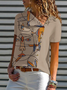 Short Sleeve Casual Abstract Cotton-Blend Shirt & Top