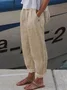 Women Casual Loose Pockets Elastic Waist Linen Pants Ankle Length Pants