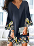 V Neck Casual 3/4 Sleeve Dress