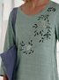 Casual Cotton-Blend Floral 3/4 Sleeve Sweatshirt