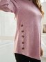 Women Casual White Button-Accent Long-Sleeve Tunic