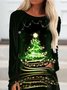 Crew Neck Christmas Tree Lovely Tunic Casual Shirts & Tops