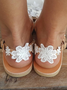 Women's Sandals Flat Clip Toe Casual Lace White Flower Decorative Summer Elegant Romantic Wedding Sandals