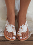 Women's Sandals Flat Clip Toe Casual Lace White Flower Decorative Summer Elegant Romantic Wedding Sandals