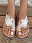 Women's Sandals Flat Clip Toe Casual Lace White Flower Decorative Summer Elegant Romantic Wedding Sandals