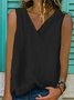 Women Summer Loose Solid V Neck Basic Sleeveless Tank Top