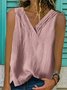 Women Summer Loose Solid V Neck Basic Sleeveless Tank Top