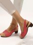 Retro Solid Simple Open Toe Chunky Heel Sandals