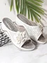 3D Floral Cutout Upper Vintage Bohemian Wedge Slippers