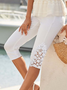 Lace Solid Casual Regular Fit Pants