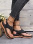 Embroidered Wave Pattern Vintage Casual Thong Sandals