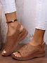 Summer Plain Hollow Out Vintage Breathable Vacation Sandals