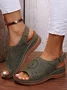 Summer Plain Hollow Out Vintage Breathable Vacation Sandals