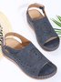 Summer Plain Hollow Out Vintage Breathable Vacation Sandals