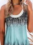 Floral Vacation Crew Neck Fake Two Piece Knit Tank