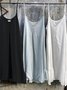 Summer Casual Solid Holiday Sleeveless Ruffle Hem Linen Tank Dress