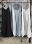 Summer Casual Solid Holiday Sleeveless Ruffle Hem Linen Tank Dress
