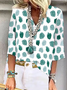 Casual Geometric V Neck Vacation Three Quarter Sleeve Blouse