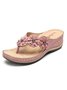 Vintage Floral Casual Wedge Flip-Flops