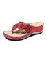 Vintage Floral Casual Wedge Flip-Flops