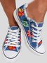 Floral Leaves Lace Up Sneakers Denim Sneakers