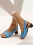 Retro Solid Simple Open Toe Chunky Heel Sandals