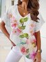 Holiday watercolor flower series blouse T-shirt plus size