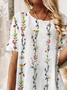Casual Crew Neck Floral Tops