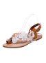 Women's Sandals Flat Clip Toe Casual Lace White Flower Decorative Summer Elegant Romantic Wedding Sandals