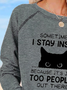 Women Casual Animal Graphics Loose Knit Sweatshirt