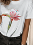 Floral Crew Neck Casual Cotton-Blend T-Shirt