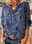 Casual Loose Paisley Stand Collar Blouse
