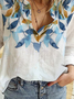 Casual Shawl Collar Casual Leaf Long sleeve Blouse