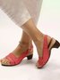 Solid Color Vintage Casual Chunky Heel Sandals