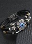 Men's Resort Stainless Steel Devil's Eye Leather Bracelet