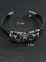 Men's Resort Stainless Steel Devil's Eye Leather Bracelet