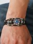 Men's Resort Stainless Steel Devil's Eye Leather Bracelet
