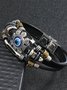 Men's Resort Stainless Steel Devil's Eye Leather Bracelet