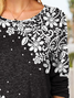 Casual Positioning Floral Design Long Sleeve Knit Top