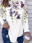 V Neck Casual Butterfly Long Sleeve Tunic