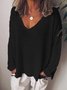 Women V Neck Casual Long Sleeve Top